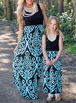 Maxi Dress - Large Paisley Design / Black Background and Top
